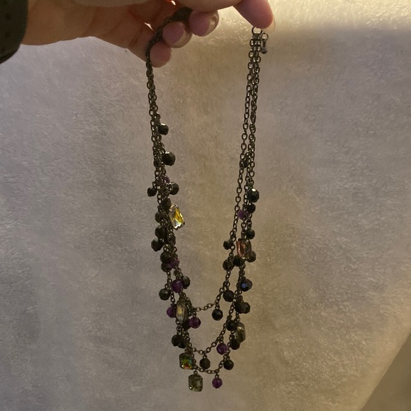 New York & Company Black and Purple Layered Necklace - Picture 4 of 4